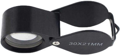 iKKEGOL Pocket Jewelry Loupe 30x 21mm Foldable Magnifying Jewelers Eye Glass Magnifier, Metal Body Black with Box...