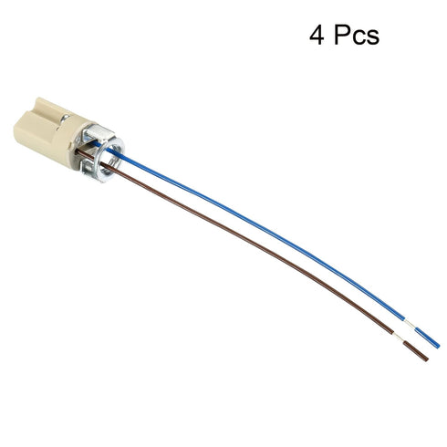PATIKIL G9 Light Base Socket, 4 Pack Ceramic Lamp Bulb Holder Connector Lighting Replacement with 140mm Cable Wire for for Halogen Incandescent LE...