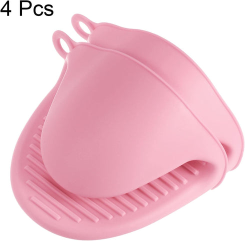 4pcs Thickened Mini Oven Gloves, Heat Resistant Silicone Oven Mitts Finger Pinch Grips Pot Holder for Kitchen, Cooking, Baking, BBQ Heat Resistant...