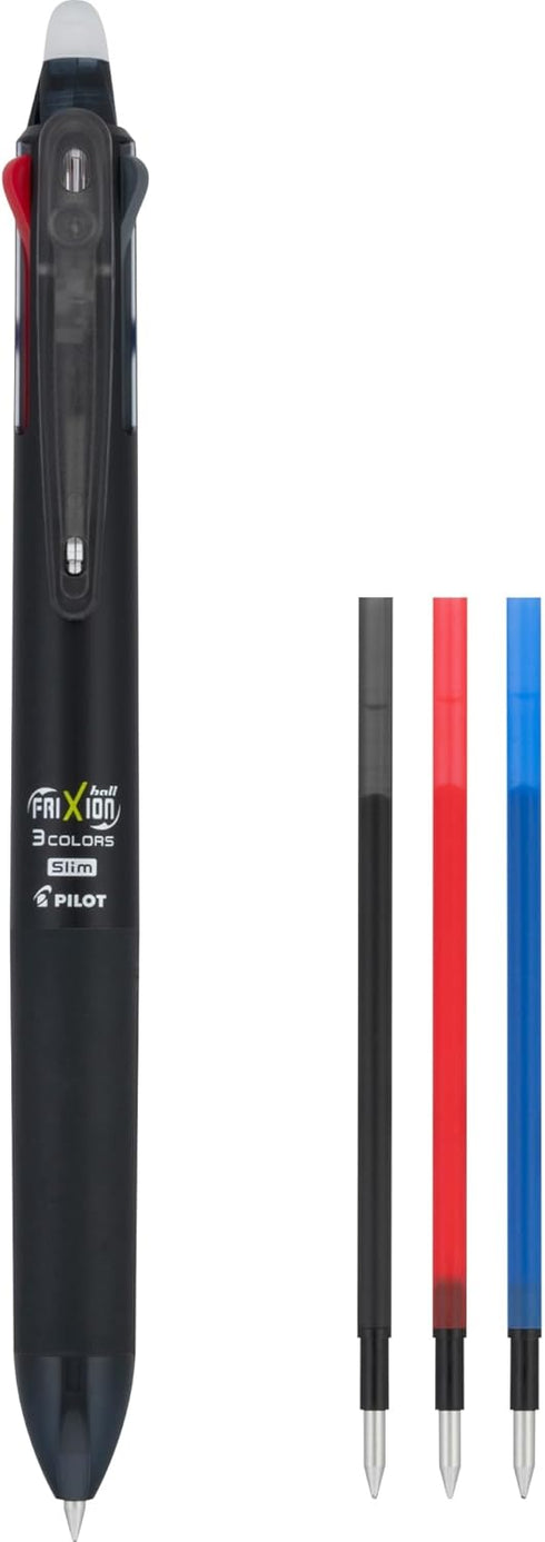 PILOT FriXion Ball 3 Erasable Gel Ink Pen, Extra Fine Point (0.5mm), Black/Blue/Red Ink, Single Pen Plus 3 Refills (14225)...