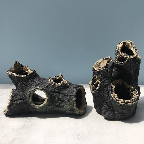 6Pcs Small Boat and Blue White Lighthouse and Artificial Tree Stump Resin Statue Micro Landscape Decorations DIY Landscaping Decoration Accessorie...