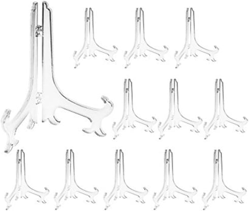 Artliving 4 Inch Clear Plastic Easels or Stand/Plate Holders to Display Pictures or Other Items at Weddings, Home Decoration, Birthdays, Tables (1...