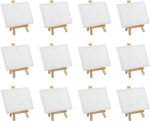 PATIKIL 6x4 Canvas Boards for Painting, 12Pack Cotton Wood Frame Rectangle Triple Primed Stretched Blank Canvas Panel for Acrylic, Oil, Tempera Pa...