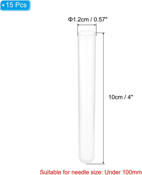PATIKIL 4" Length Plastic Sewing Needle Storage Holder, 15 Pcs Portable Matte Embroidery Needle Pin Toothpick Storage Tubes Case for Craft Knittin...