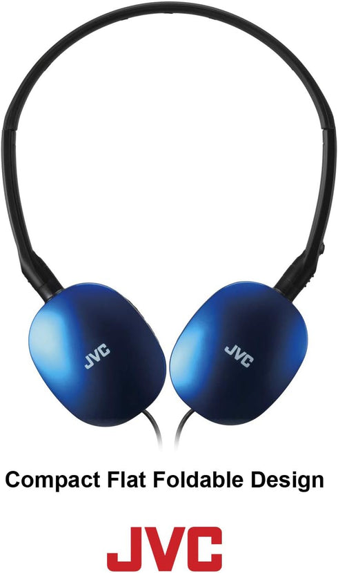 JVC White Flat and Foldable Colorful Flats On Ear Headphone with 3.94 foot Gold Plated Phone Slim Plug HAS160W...