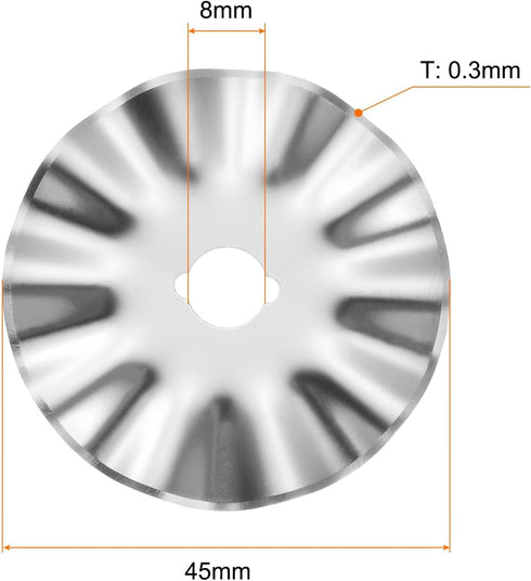 HARFINGTON 2pcs Rotary Cutter Blades 45mm Large Wave Blade SKS-7 Steel Sharpness Replacement Rotary Blade Quilting Rotary Cutter Blades for Fabric...
