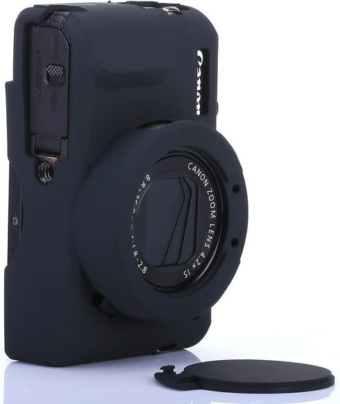 Case for G7X Mark II G7X Removable Lens Cover, Silicone Cover Rubber Soft Camera Case for Canon PowerShot G7X II G7X (Glamour Black)...