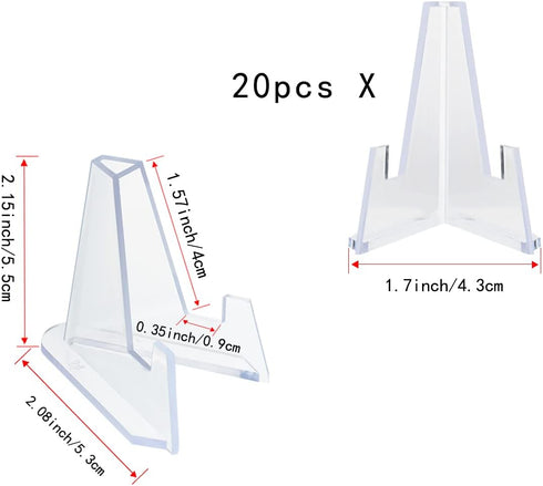 yuntop 20 Packs Acrylic Easel Stands Challenge Coin Display Stand Mini Clear Coin Holder for Displaying Hold Small Artworks, Coins, Pocket Watches...