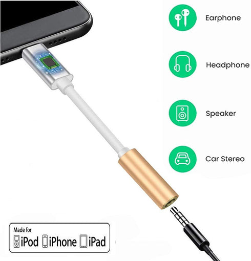 Lightning to 3.5mm Headphone Jack Adapter, Apple MFi Certified Digital Hi-Fi Audio Earphone Connector for iPhone 12/12 Pro Max 11 Pro/XS/XR/X/8 7 ...