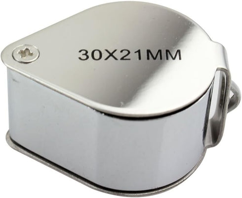iKKEGOL 30 X 21mm Glass Jeweler Loupe Loop Eye Magnifier Magnifying Magnifier Metal Body Silver...