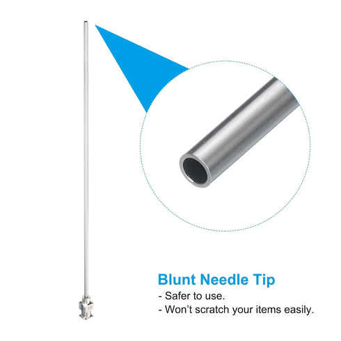 PATIKIL 14Ga x 5.9 Inch Stainless Steel Dispensing Needle Tips, 12Pcs Metal Glue Needle Tube Blunt Tips Luer Lock for Thick Glue Ink Lab, Silver...