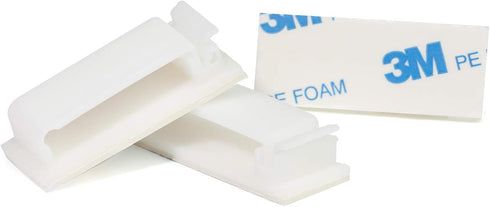 Cable Clips 3M Adhesive, Multipurpose Wire Clamps for Cable Management and Cable Runs - 50 Pack White Bundled with 10 Reusable Cable Ties...