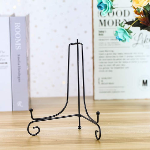 (4 pack)8"Iron Display Stand, Black Iron Easel Plate Display Photo Holder Stand, Displays Picture Frames, Cookbooks, Decorative Plates, Tablets an...
