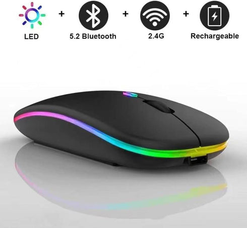 2 Pack Wireless Bluetooth Mouse,LED Dual Mode Rechargeable Silent Slim Laptop Mouse,Portable(BT5.2+USB Receiver) Dual Mode Computer Mice,for Lapto...