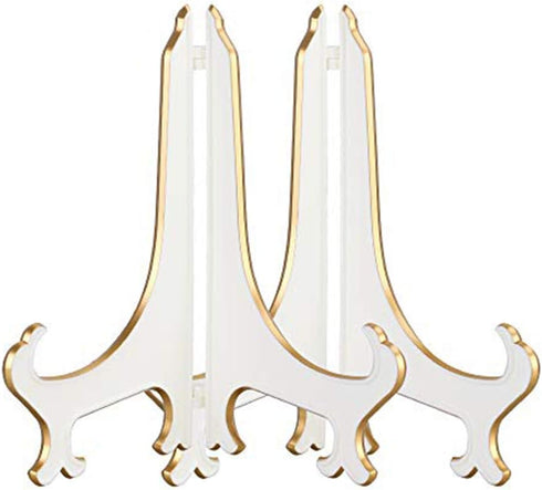 Artliving 10" Decorative Plate Stand Holder Plastic Picture Easel Display Stand Picture Frame Stand White Gold (2 Pack)...