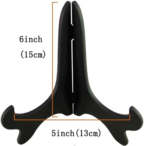 Artliving Black 6" Wood-Like Plastic Easels Plate Display Stands Picture Frame Stand Holder-Set of 4...