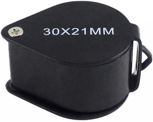 iKKEGOL Pocket Jewelry Loupe 30x 21mm Foldable Magnifying Jewelers Eye Glass Magnifier, Metal Body Black with Box...