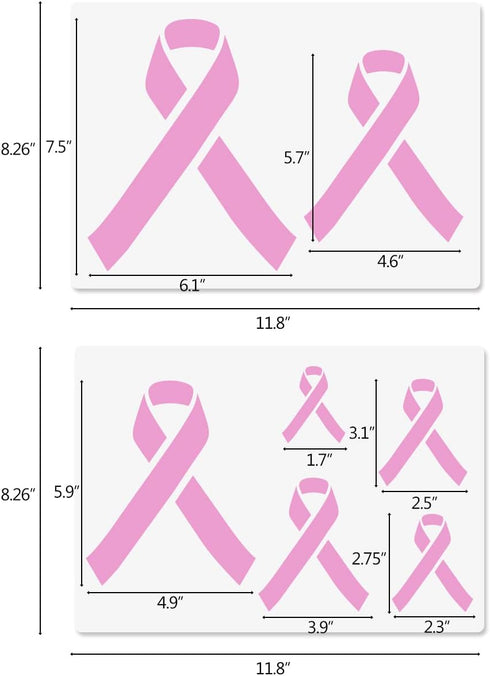 2 Pcs Breast Cancer Raise Awareness Ribbon Stencils A4 Size, Reusable Stencils for Painting on Wood Cloth for Breast Cancer Event 8.3"x11.7"...