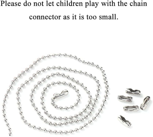 Acoeitl Ball Chain Connector Clasps Fits 2.4mm Beaded Ball Chain Clips Silver Stainless Steel 70Pcs...
