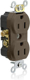 Leviton TCR15 Side Wired Commercial Spec Grade Tamper Resistant Duplex Receptacle, 15-Amp, 125-volt, Brown...