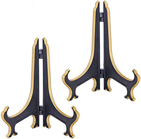 Artliving 6" Decorative Plate Stand Holder Plastic Picture Easel Display Stand Picture Frame Stand Black Gold...