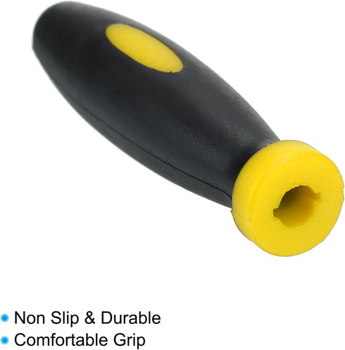 PATIKIL 2.4 Inch Rubber File Handle, 5 Pack File Cutting Tool File Handle Replacement Accessories for 0.2" Diameter File, Black Yellow...