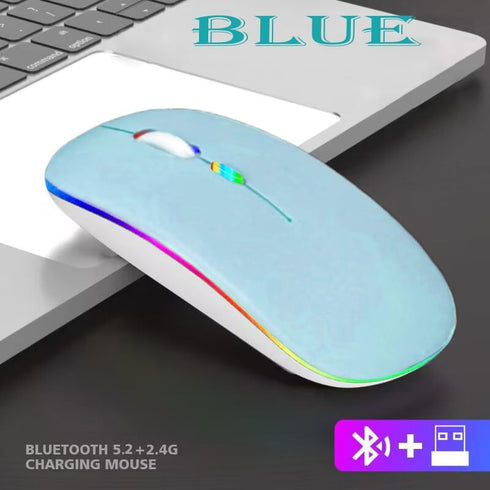 Wireless Bluetooth Mouse,LED Dual Mode Rechargeable Silent Slim Laptop Mouse,Portable(BT5.2+USB Receiver) Dual Mode Computer Mice,for Laptop,Deskt...