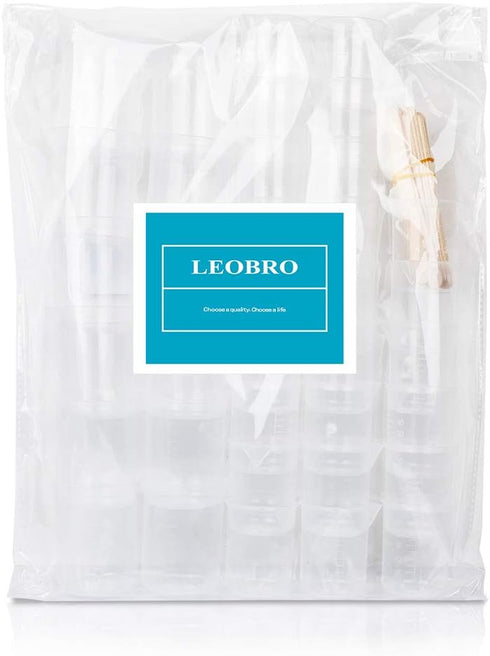 LEOBRO 36 PCS Resin Mixing Cups, 12PCS 100ML Plastic Measuring Cups for Resin, 24PCS 50ML Paint Mixing Cups, with Craft Sticks, Plastic Beakers, L...