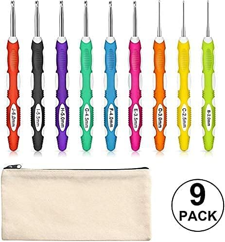 9 Pieces Crochet Hooks Ergonomic Crochet Hooks Set Needles for Arthritic Hands with a Case...