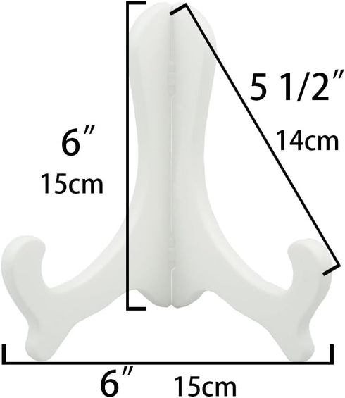 Artliving White 6 inch Plastic Easels Plate Holder Stand Display Stands Picture Frame Stand Holder-Set of 4...