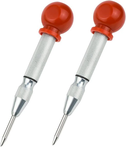 2 Pack Automatic Center Punch, 5 Inch Crushing Hand Tool Spring Punch with Cushion Cap, Metal Impact Center Hole Punch for Metal Wood Glass Plasti...