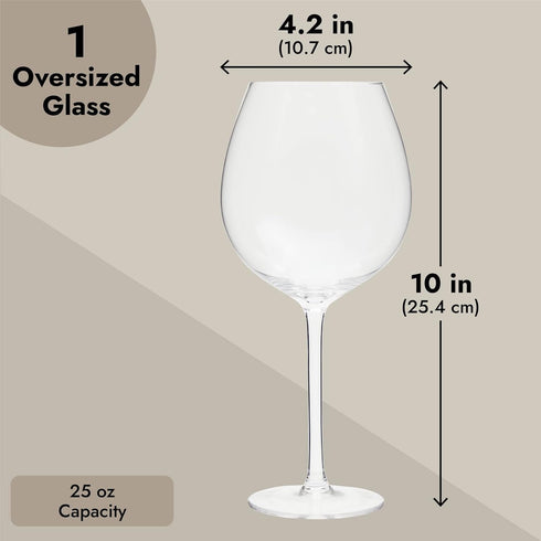 Juvale 25oz Oversized Giant Wine Glass with Stem - Extra Large Full Bottle Wine Glasses for Champagne, Funny Novelty Gift, Birthday (750ml)...