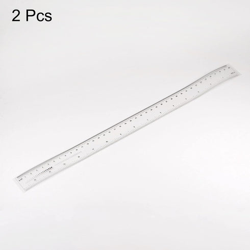 2pcs Film Flexible Ruler 16 Inch 0.1mm Scale PET Plastic Folding Straight Ruler Calibration Soft Ruler Measuring Tool for Factory, Transparent...