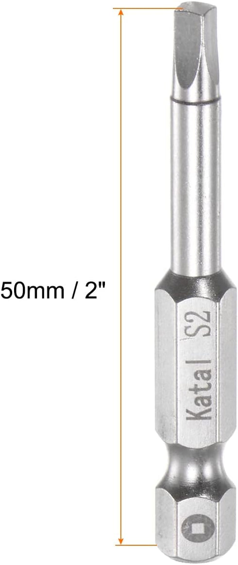 5pcs S2 Square Screwdriver Bit 1/4" Hex Shank 2" Length Magnetic Screw Driver Power Tool...