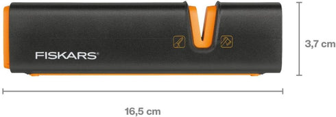 Fiskars XSharp Axe and Knife Sharpener, Ceramic sharpening stone/Fiberglass reinforced plastic case, Black/Orange, 1000601...
