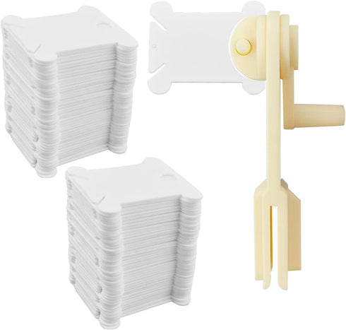 120 Pcs Plastic Floss Bobbins with 1 Pcs Bobbin Winder for Cross Stitch Cotton Thread Craft DIY Sewing Storage Thread Organizer Holder Embroidery ...