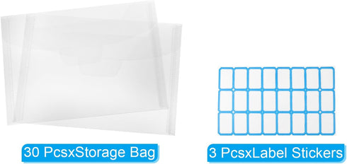 PATIKIL Stamp and Die Storage Bag, 30Pcs Horizontal Style Transparent Envelope Pocket with Label Stickers for Die Cuts Card Making DIY Paper Craft...