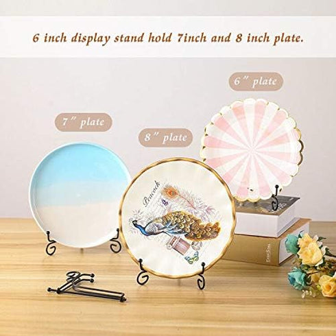 (2 pack)Iron Display Stand, Black Iron Easel Plate Display Photo Holder Stand, Displays Picture Frames, Cookbooks, Decorative Plates, Tablets and ...