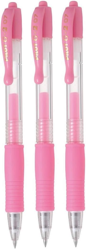 PILOT G2 Retractable Pastel Gel Ink Rollerball Pens, Fine Point 0.7mm, Pink, 3 Count...