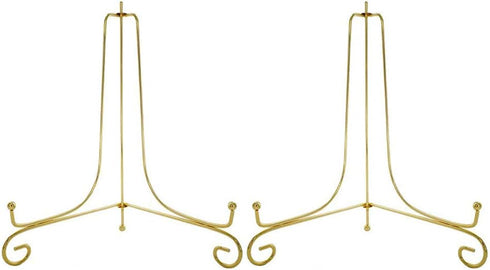 Artliving Metal Plate Stands for Display - 10-Inch Adjustable Easel Holders for Large Decorative Plates, Picture Frames, Cookbooks - Gold (2-Pack)...