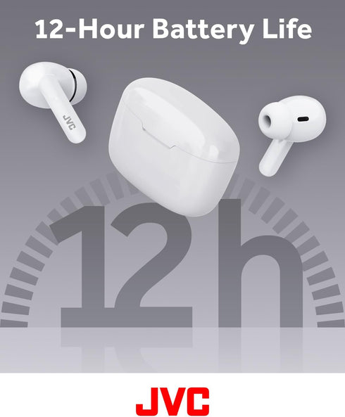JVC Ultra Compact True Wireless Earbuds Headphones, Total 12 Hour Battery Life, Sound with 13mm Driver, USB-C Connection - HAB5TW (White)...