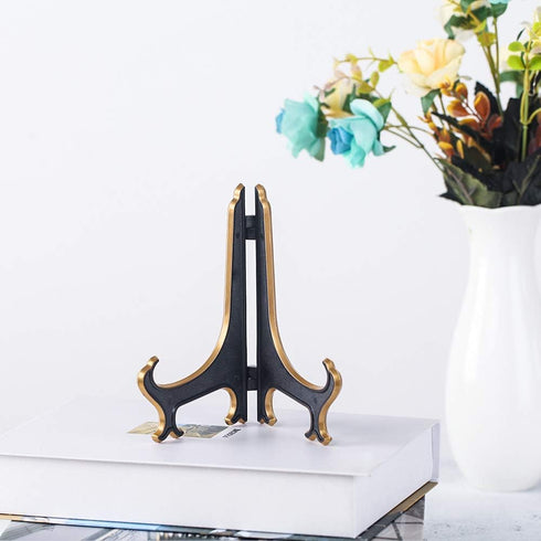 Artliving 6" Decorative Plate Stand Holder Plastic Picture Easel Display Stand Picture Frame Stand Black Gold...