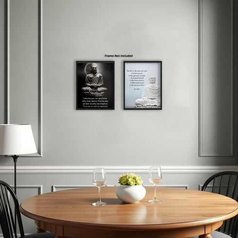 Posterizer 2 pcs-Appreciate What You Already Have-Buddha-Quotes-Motivational & Inspirational Art-Gift For Buddhism Meditation philosophy Fans- unf...