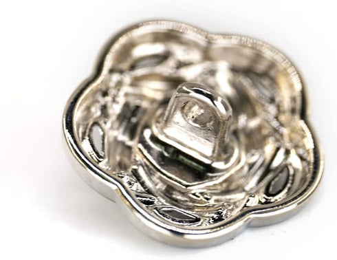 20 pcs Faux Pearl Core Silver Electroplated Openwork Metal Weaving Flower Sewing Shank Buttons - 20mm - 13/16"...