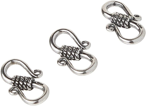 3 Sterling Silver Small Bali S-Hook Clasps Jewelry 14mm...