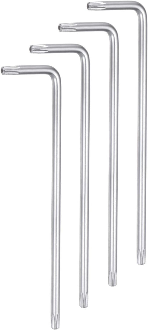 4pcs Tamper Proof Torx Star Key Bit Wrench T15 3.82" Long Arm L Shape 6 Point Wrenches Carbon Steel Repair Tool for Car Bike Motorcycle Repair, Si...