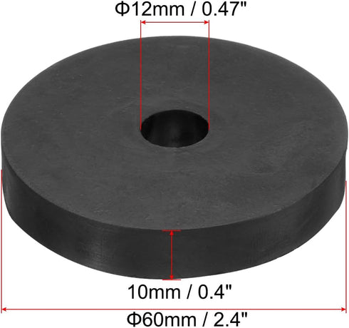 PATIKIL Multi Purpose Rubber Spacer, 10 Pcs 2.4"OD 0.47"ID 0.4"Thickness Neoprene Round Anti-Vibration Isolation Pads Isolator Rubber Bushings Spa...