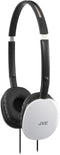 JVC White Flat and Foldable Colorful Flats On Ear Headphone with 3.94 foot Gold Plated Phone Slim Plug HAS160W...