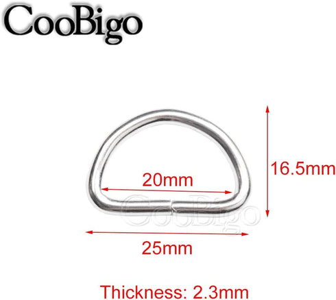 CooBigo 100 Pack 3/4" Dee Rings D-Ring Metal Buckle Strap Sewing Accessories FLQ028-W...