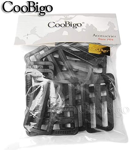 CooBigo 12 Pack Plastic Buckles for Straps 2 Inch Tri-Glide Slide, Plastic Slide Clip Heavy Duty Adjustable Webbing Tri-glides Slider Buckle for B...